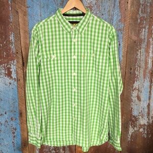 Caterpillar Green Checked Button Down Men’s Shirt Size L